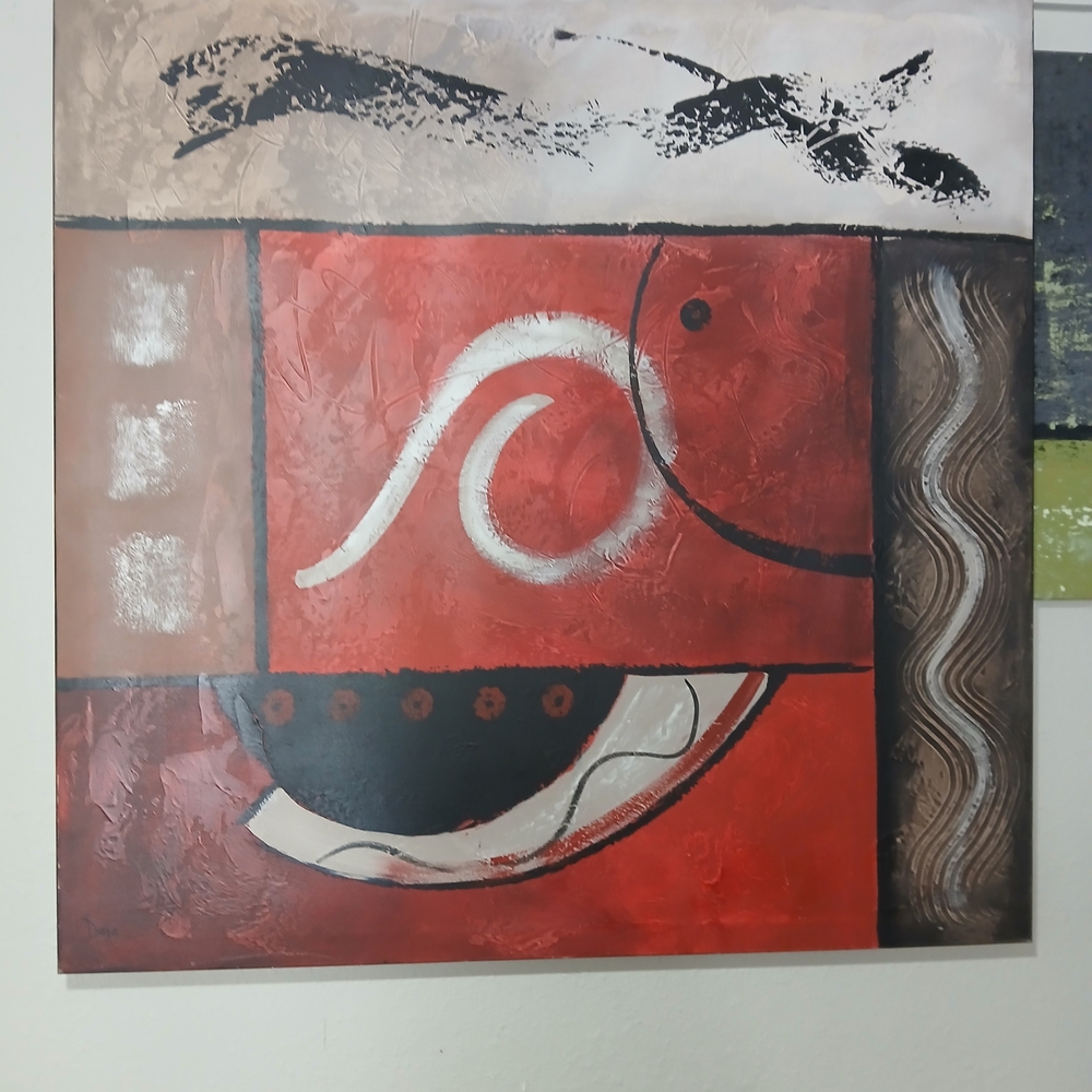 Abstract Red and Brown Canvas Art